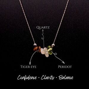 Quartz, Tiger Eye, and Peridot Necklace